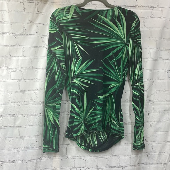 Michael Michael Kors palm leave gathered sides drape neck size medium top - Picture 5 of 6